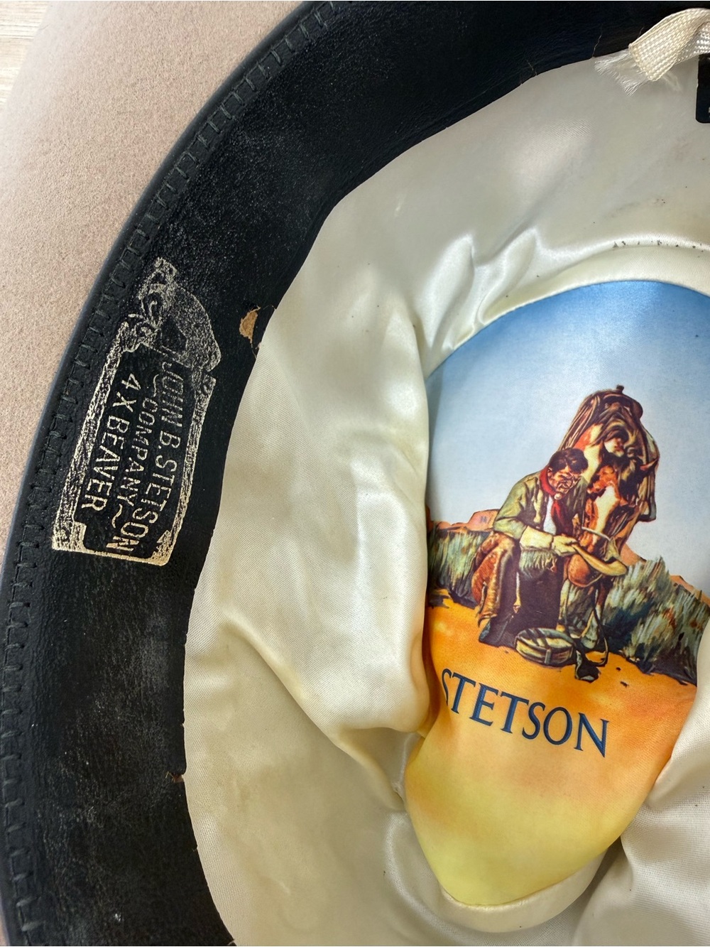 Stetson 7 5/8 Taupe Felt Western Hat. Shape it for u! - Picture 12 of 16